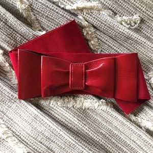 Red Patent Leather & Elastic Bow Belt!